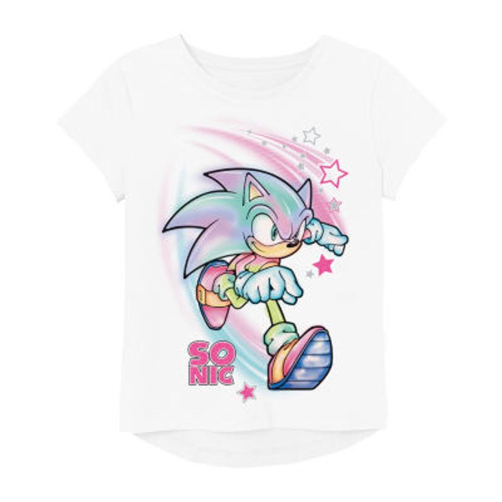 Little & Big Girls Crew Neck Short Sleeve Sonic the Hedgehog Graphic T-Shirt