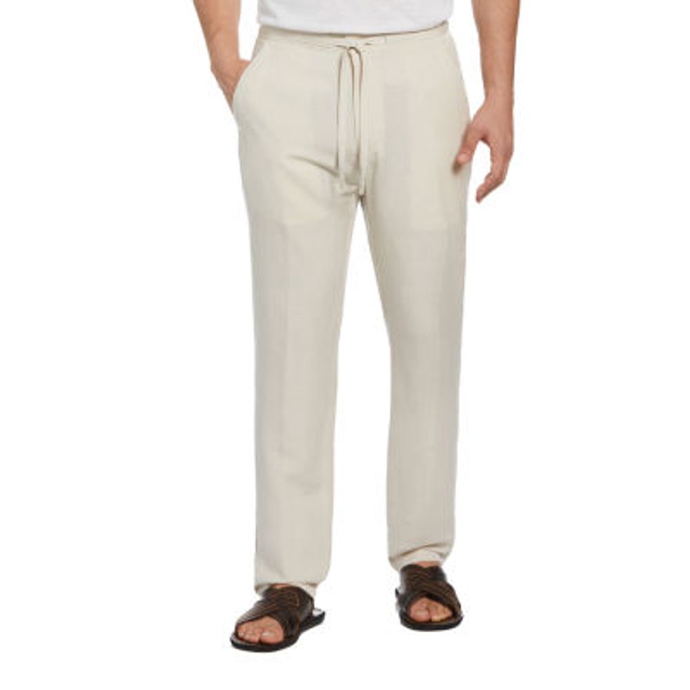 Cubavera 32" Inseam Linen Drawstring Mens Regular Fit Flat Front Pant