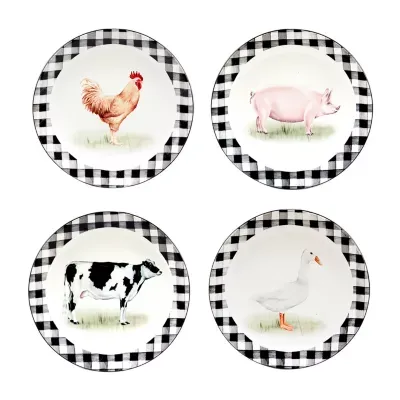 Certified International On The Farm 4-pc. Earthenware Salad Plate