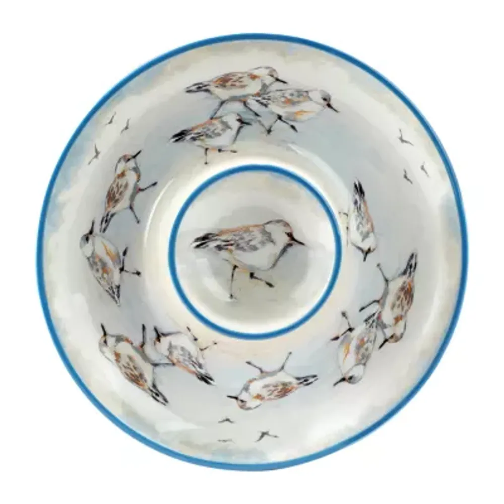 Certified International Shorebirds Earthenware Chip + Dip Set