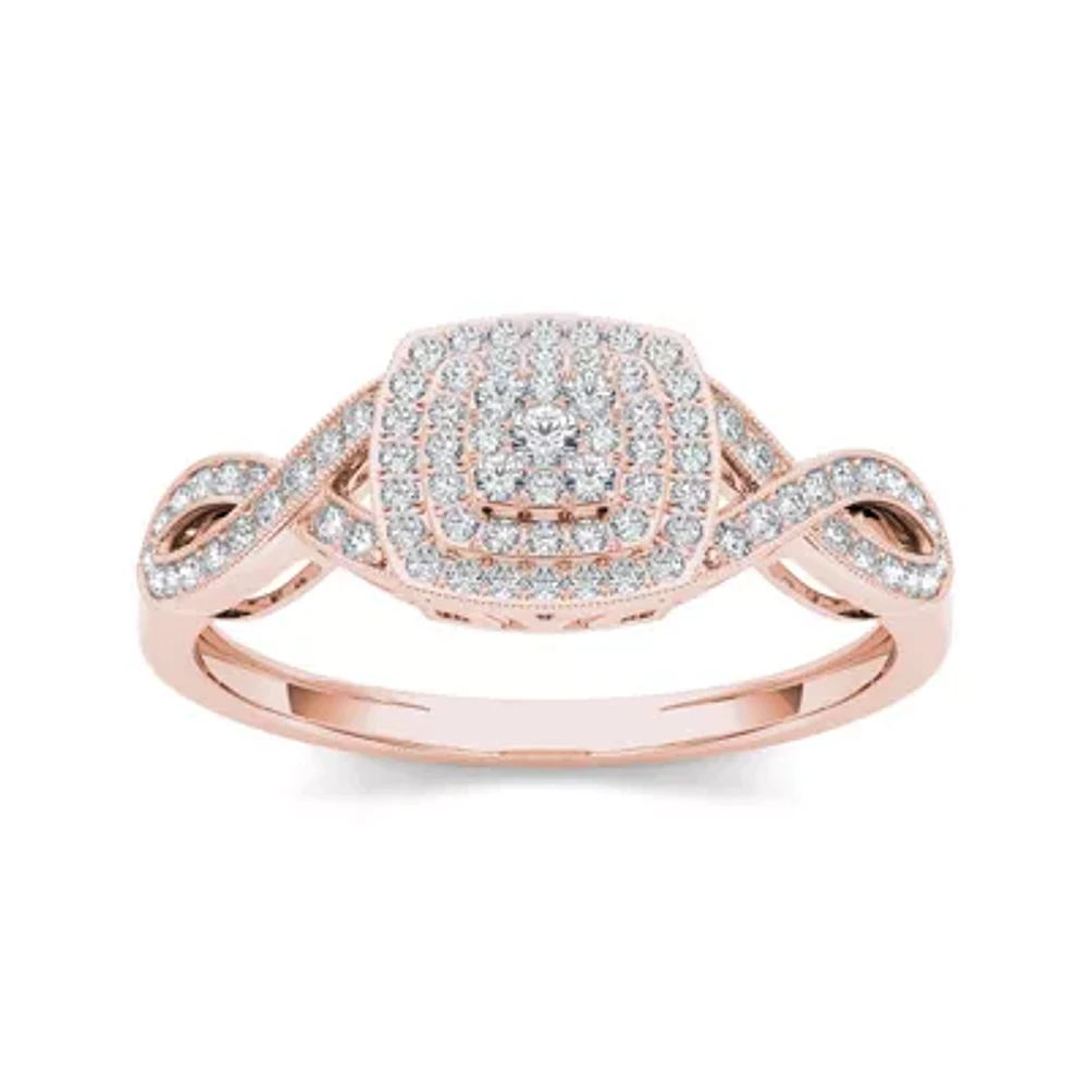 1/ CT.T.W. Natural Diamond 10K Rose Gold Engagement Ring