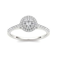 1/2 CT.T.W. Natural Diamond Halo 10K Gold Engagement Ring