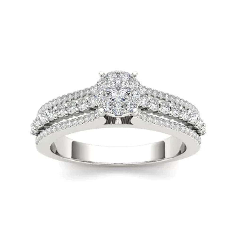 1/2 CT.T.W. Natural Diamond 10K White Gold Engagement Ring