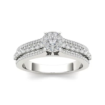 1/2 CT.T.W. Natural Diamond 10K White Gold Engagement Ring