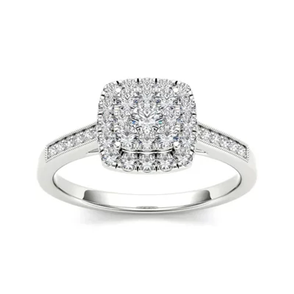 1/2 CT.T.W. Natural Diamond 10K White Gold Engagement Ring