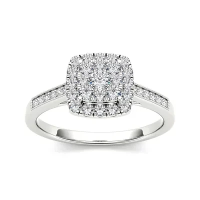 1/2 CT.T.W. Natural Diamond 10K White Gold Engagement Ring