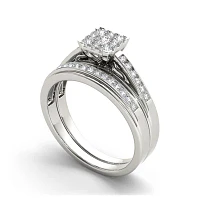 1/2 CT.T.W. Natural Diamond 10K White Gold Bridal Ring Set