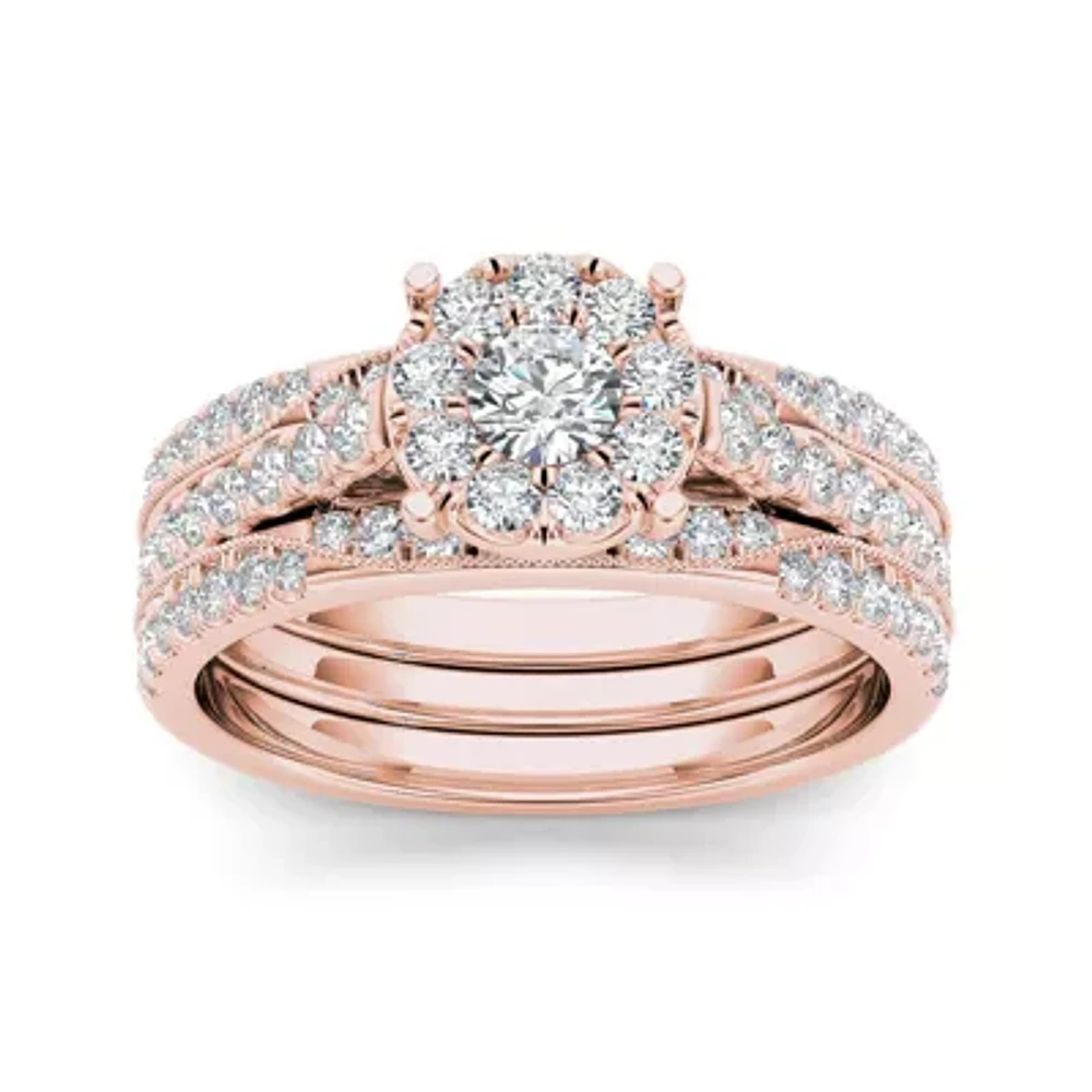 1 CT.T.W. Natural Diamond 14K Rose Gold Bridal Set