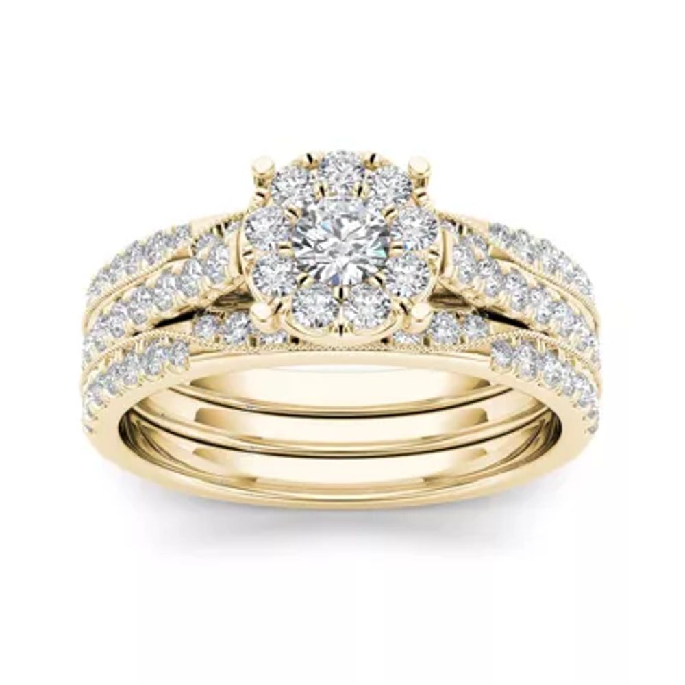 1 CT.T.W. Natural Diamond 14K Yellow Gold Bridal Set