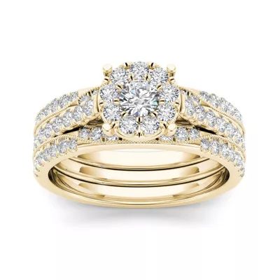 1 CT.T.W. Natural Diamond 14K Yellow Gold Bridal Set