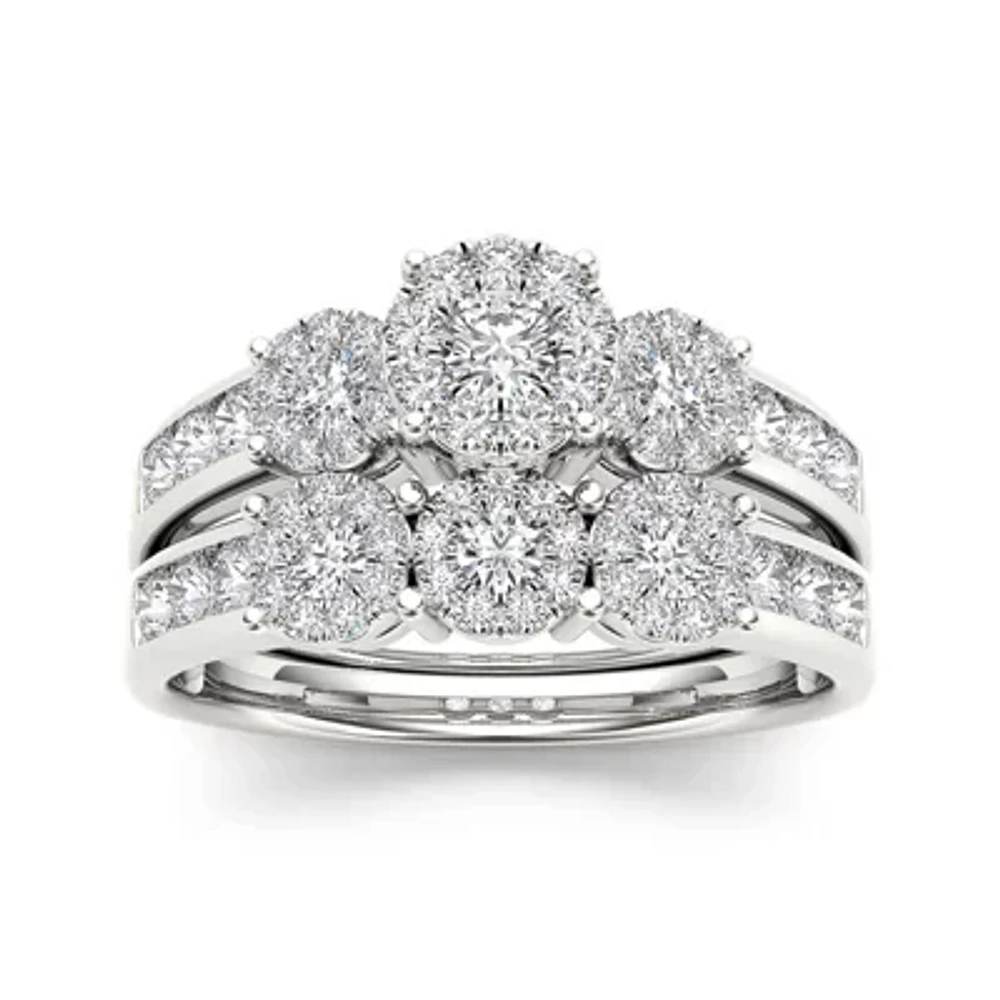 3/4 CT.T.W. Natural Diamond 10K White Gold Bridal Set