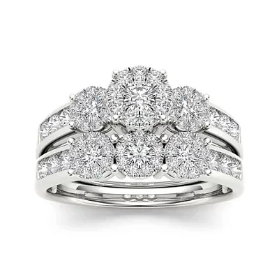 3/4 CT.T.W. Natural Diamond 10K White Gold Bridal Set