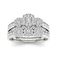 3/4 CT.T.W. Natural Diamond 10K White Gold Bridal Set