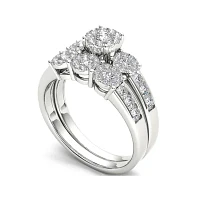 3/4 CT.T.W. Natural Diamond 10K White Gold Bridal Set