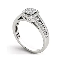 3/8 CT. T.W. Diamond Cluster 10K White Gold Engagement Ring