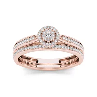 1/4 CT.T.W. Natural Diamond 10K Rose Gold Bridal Ring Set