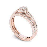 1/4 CT.T.W. Natural Diamond 10K Rose Gold Bridal Ring Set