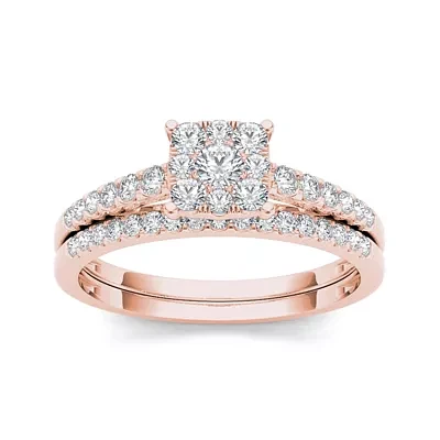 1/2 CT.T.W. Natural Diamond 10K Rose Gold Bridal Ring Set