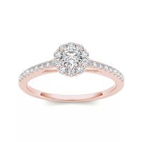 1/2 CT.T.W. Natural Diamond Halo 10K Rose Gold Engagement Ring