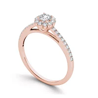 1/2 CT.T.W. Natural Diamond 10K Rose Gold Halo Engagement Ring