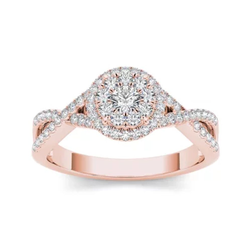 1/2 CT.T.W. Natural Diamond 10K Rose Gold Engagement Ring