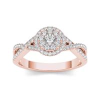 1/2 CT.T.W. Natural Diamond 10K Rose Gold Engagement Ring