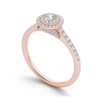 1/2 CT.T.W. Natural Diamond Halo 10K Rose Gold Engagement Ring