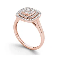 1/2 CT.T.W. Natural Diamond Halo 10K Rose Gold Engagement Ring