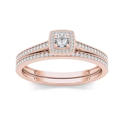 1/3 CT.T.W. Natural Diamond 10K Rose Gold Bridal Set