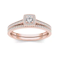 1/3 CT.T.W. Natural Diamond 10K Rose Gold Bridal Set