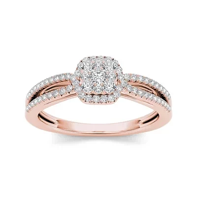 CT.T.W. Natural Diamond 10K Rose Gold Engagement Ring