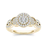 1/2 CT.T.W. Natural Diamond Cluster 10K Yellow Gold Engagement Ring