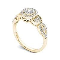 1/2 CT.T.W. Natural Diamond Cluster 10K Yellow Gold Engagement Ring