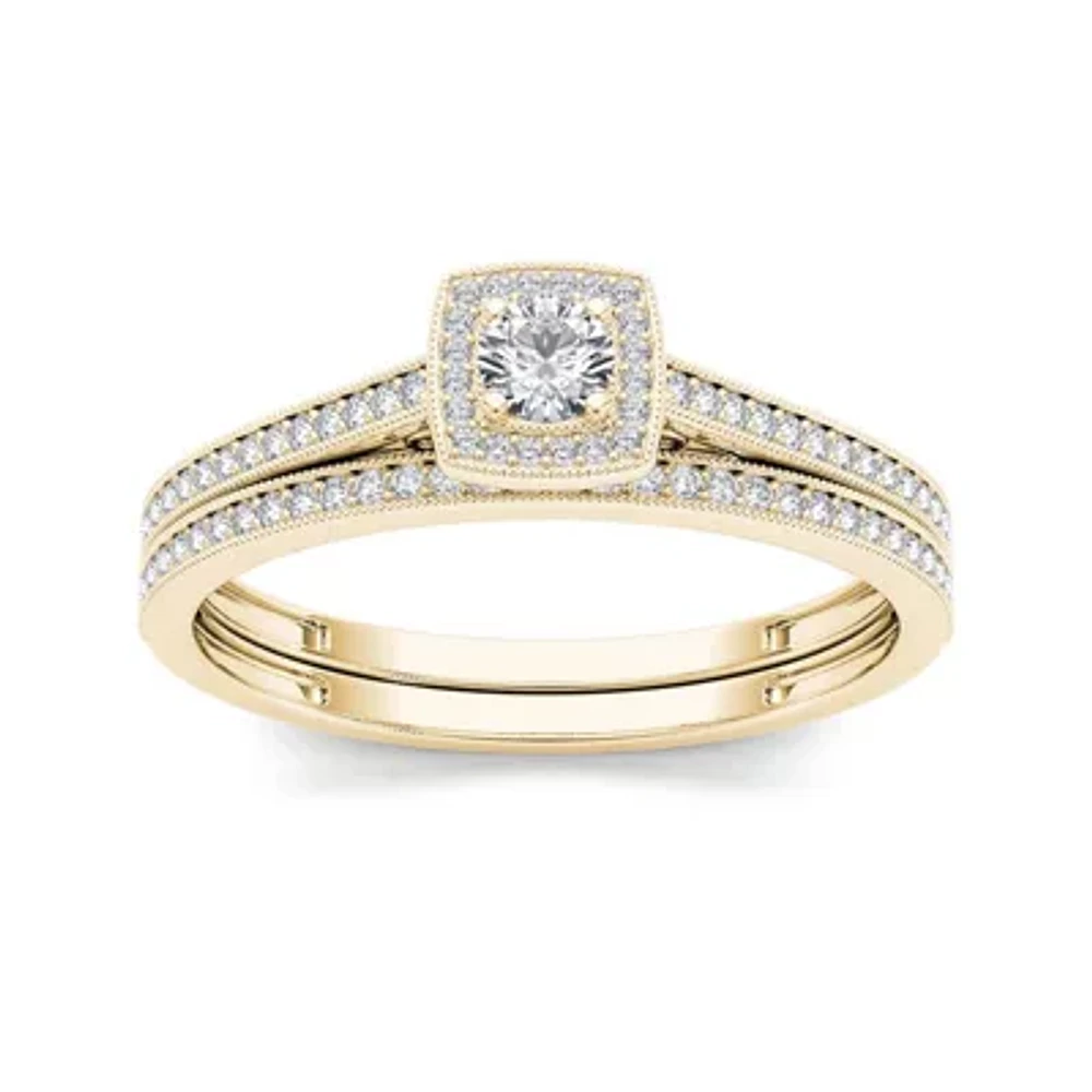 1/3 CT.T.W. Natural Diamond 10K Yellow Gold Bridal Set
