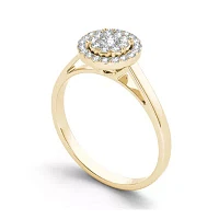1/3 CT.T.W. Natural Diamond 10K Yellow Gold Round Cluster Engagement Ring