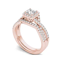 1 CT.T.W. Natural Diamond 14K Rose Gold Bridal Ring Set