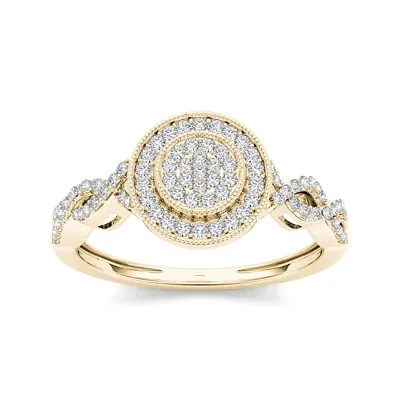 1/5 CT.T.W. Natural Diamond 10K Yellow Gold Cluster Engagement Ring