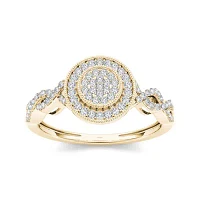 1/5 CT.T.W. Natural Diamond 10K Yellow Gold Cluster Engagement Ring