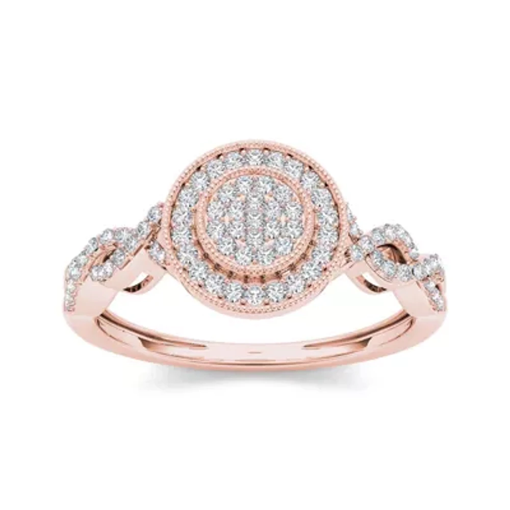 1/5 CT.T.W. Natural Diamond 10K Rose Gold Cluster Engagement Ring