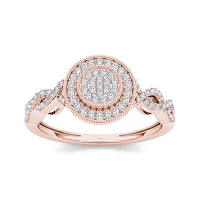 1/5 CT.T.W. Natural Diamond 10K Rose Gold Cluster Engagement Ring