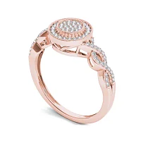 1/5 CT.T.W. Natural Diamond 10K Rose Gold Cluster Engagement Ring