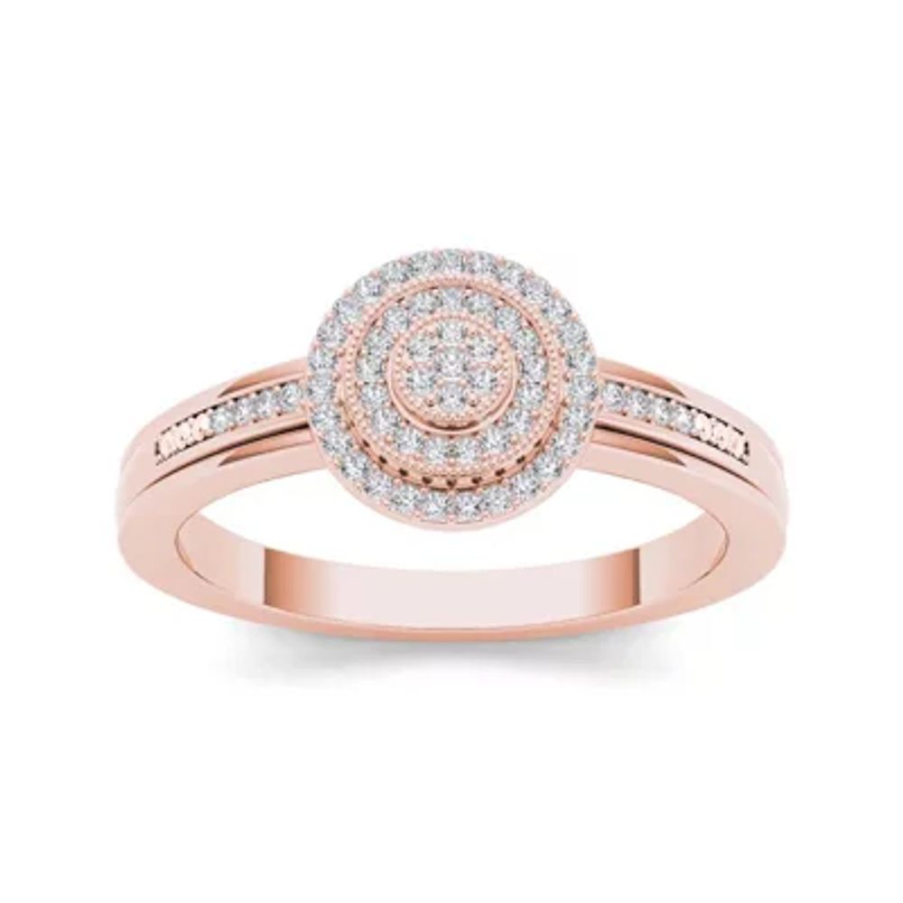 1/6 CT.T.W. Natural Diamond 10K Rose Gold Round Cluster Engagement Ring