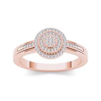 1/6 CT.T.W. Natural Diamond 10K Rose Gold Round Cluster Engagement Ring