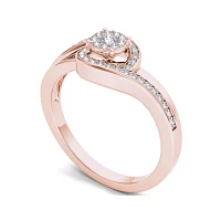 1/5 CT.T.W. Natural Diamond Swirl 10K Rose Gold Engagement Ring