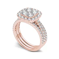 2 CT.T.W. Natural Diamond 14K Rose Gold Bridal Ring Set