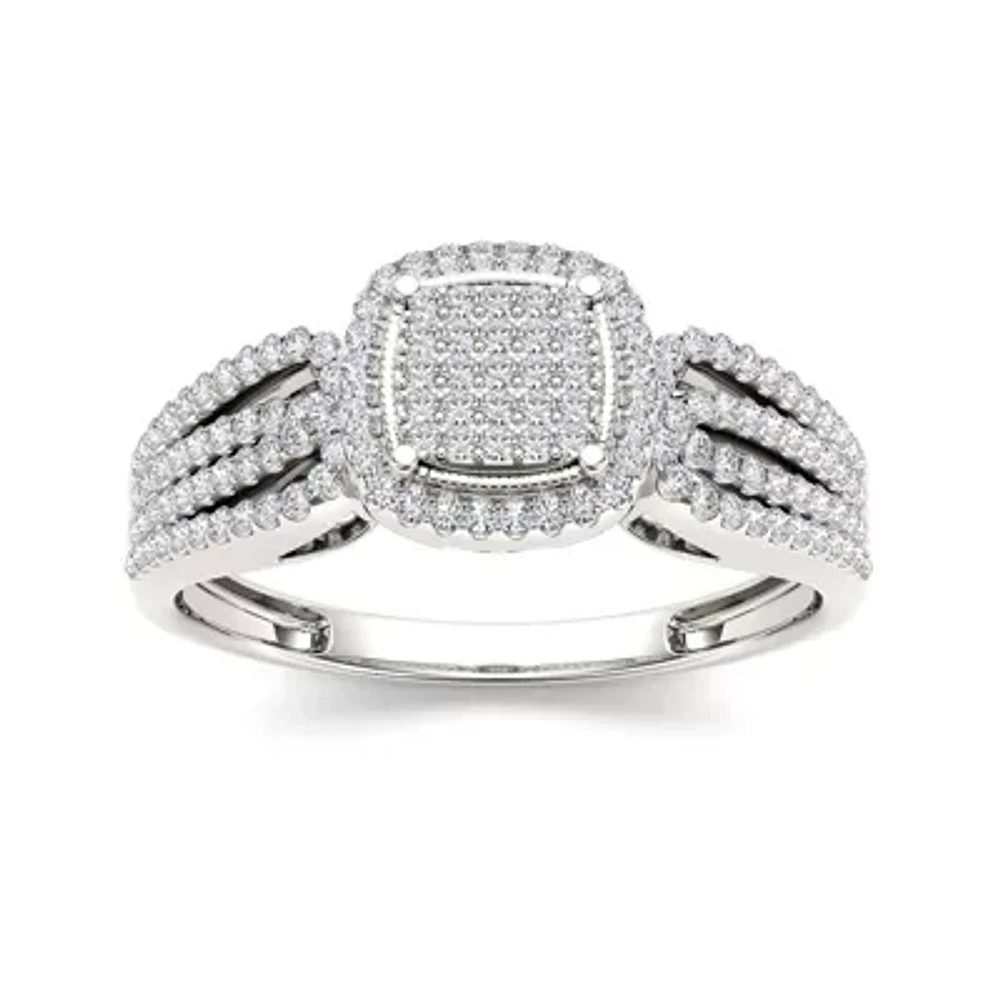 1/3 CT.T.W. Natural Diamond 10K White Gold Engagement Ring