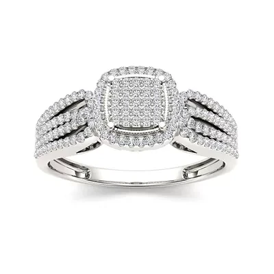 1/3 CT.T.W. Natural Diamond 10K White Gold Engagement Ring
