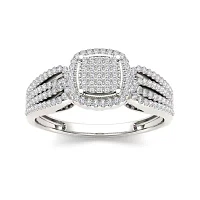 1/3 CT.T.W. Natural Diamond 10K White Gold Engagement Ring