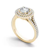 1 1/2 CT.T.W. Natural Diamond 14K Yellow Gold Halo Engagement Ring