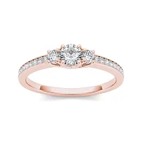 2 CT.T.W. Natural Diamond 14K Rose Gold 3-Stone Engagement Ring